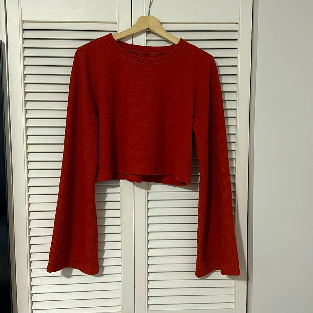 Band of the Free - Red Bell Sleeve Crop Top